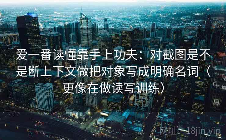爱一番读懂靠手上功夫：对截图是不是断上下文做把对象写成明确名词（更像在做读写训练）